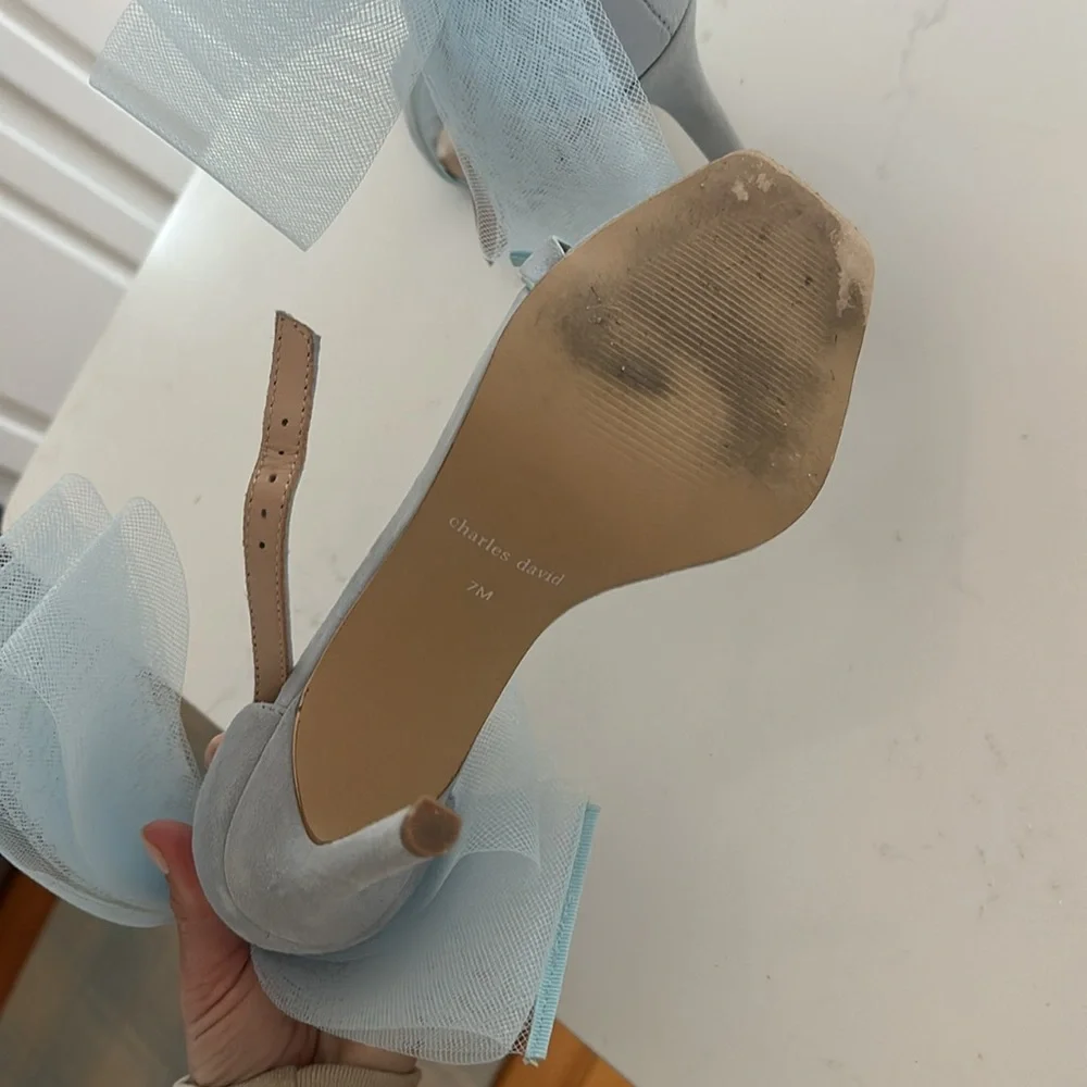 Baby blue bow heels - Picture 4 of 5